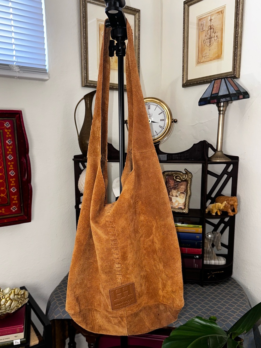Haute Hippie Suede Messenger Bag in Caramel